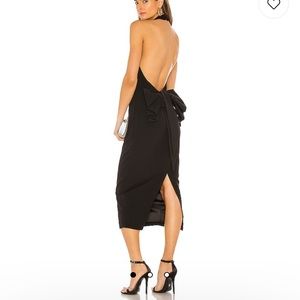 Bow Backless Black Midi Dress